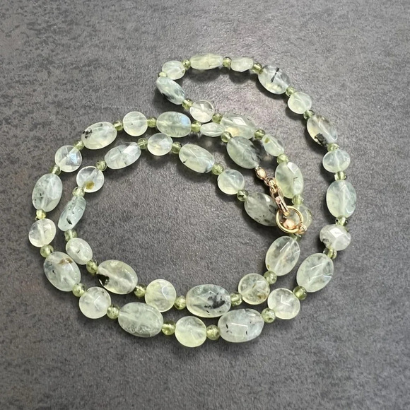 Genuine Prehnite Gemstone Bead Necklace - Picture 8 of 8